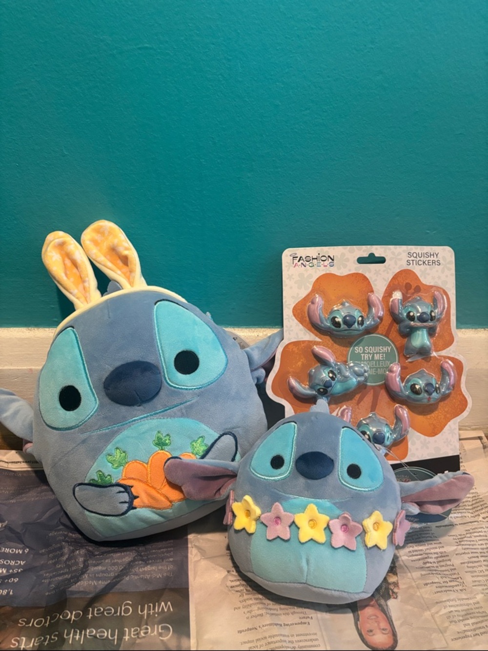 Stitch Blue Plush Toy with Flower Crown – Kids Toys